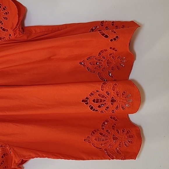 Banjanan Women's Rada Sunset Orange Eyelet Blouse Size Small - Picture 8 of 16